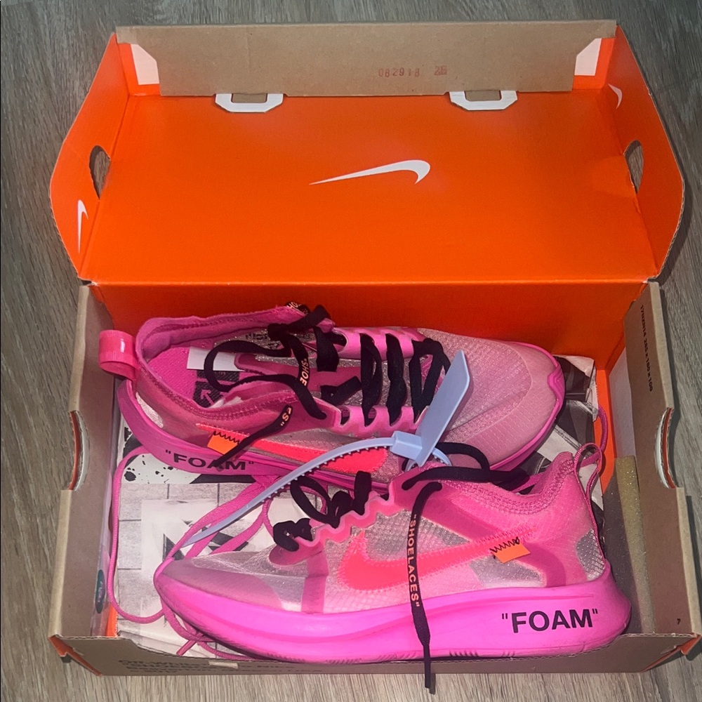 Authentic Off-White Pink and Black Sneakers